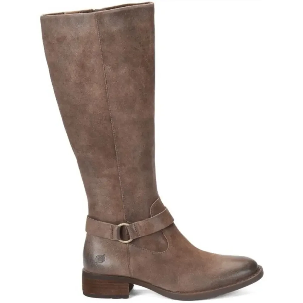 Born Saddler Tall Taupe Distressed Boots Size 6 New